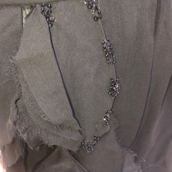 Moschino Women Black Sleeveless Chiffon Beaded With Ruffled Tiers Cocktail Dress - Picture 12 of 16